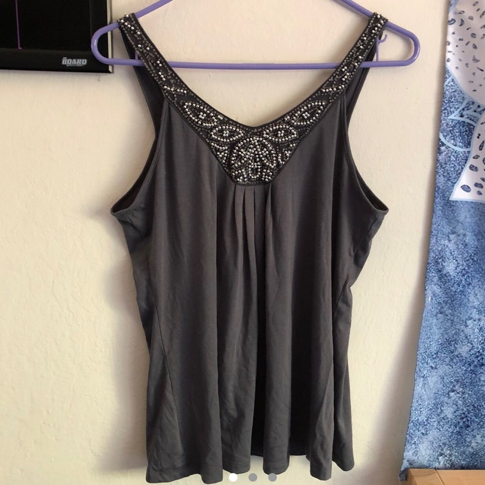 Gray beaded tank top